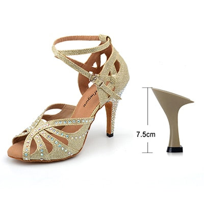 Rhinestone Latin Dance Shoes - 6cm/7.5cm/8,5cm/10cm heel