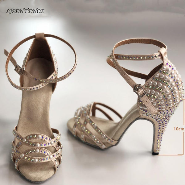 Fashion Ballroom Latin Tango Dance Shoes Women Soft Sole High Heels for Women Skin Color Stable Dancing latin dance shoes woman