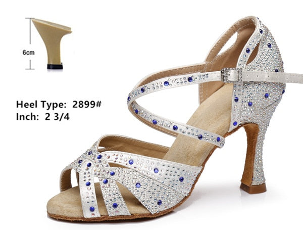Rhinestone Latin Dance Shoes - 6cm/7.5cm/8,5cm/9cm/10cm heel