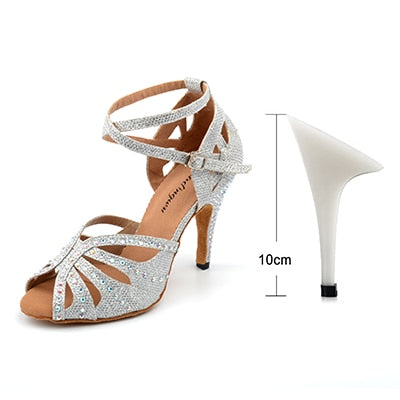 Rhinestone Latin Dance Shoes - 6cm/7.5cm/8,5cm/10cm heel