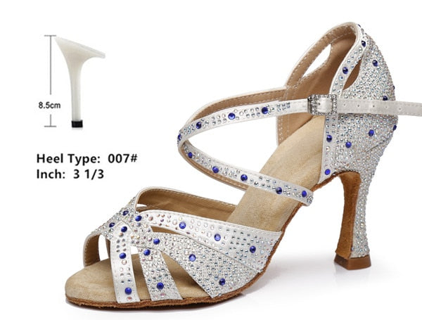 Rhinestone Latin Dance Shoes - 6cm/7.5cm/8,5cm/9cm/10cm heel