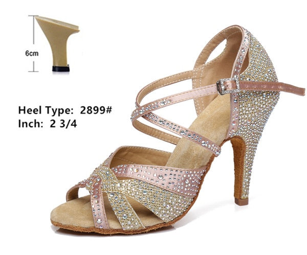Rhinestone Latin Dance Shoes - 6cm/7.5cm/8,5cm/9cm/10cm heel