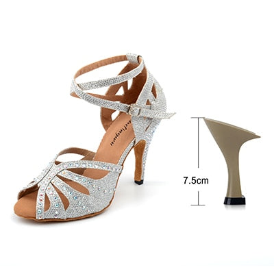 Rhinestone Latin Dance Shoes - 6cm/7.5cm/8,5cm/10cm heel