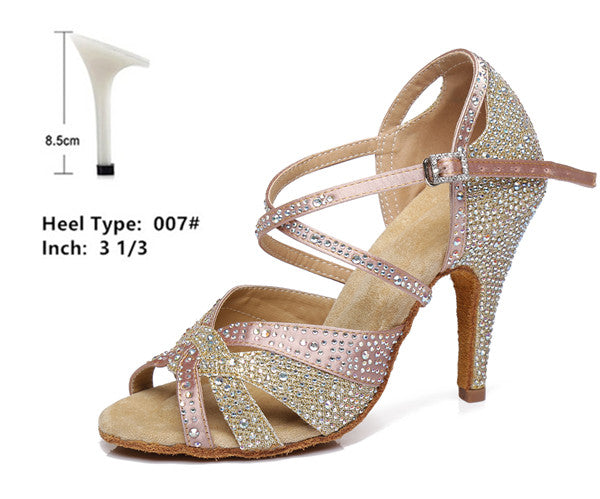 Rhinestone Latin Dance Shoes - 6cm/7.5cm/8,5cm/9cm/10cm heel