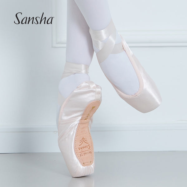 Sansha Ballet Pointe Shoes "Whisper" - With Ribbon Gel Toe Pad 2022SP