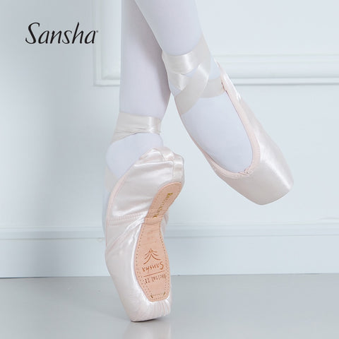 Sansha Ballet Pointe Shoes "Whisper" - With Ribbon Gel Toe Pad 2022SP