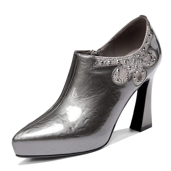 FEDONAS Rhinestone Fashion Women Pumps Spring Summer Prom High Heeled Shoes Woman Genuine Leather Pointed Toe Sexy Female Pumps