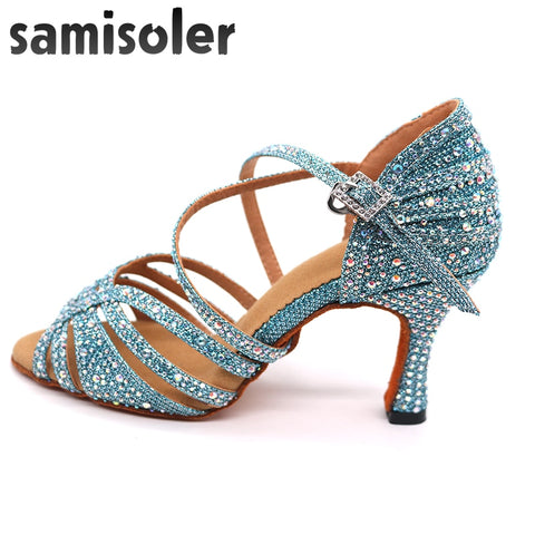 Rhinestone ballroom dance shoes