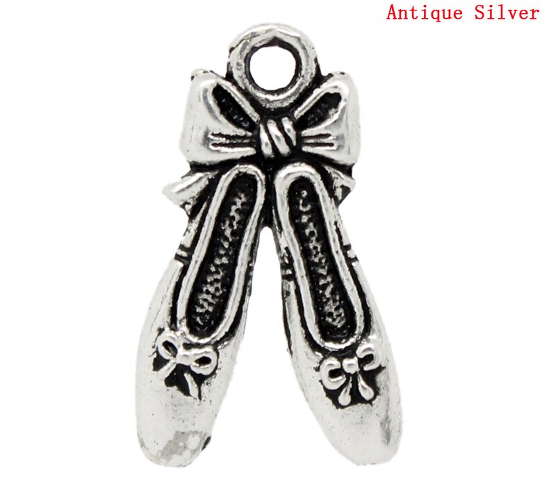 Lovely Charm Pendants Ballet Shoes Antique Silver 21x13mm,50PCs  (B22850)