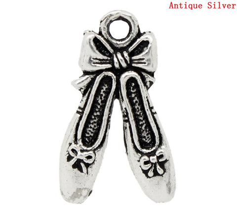 Lovely Charm Pendants Ballet Shoes Antique Silver 21x13mm,50PCs  (B22850)