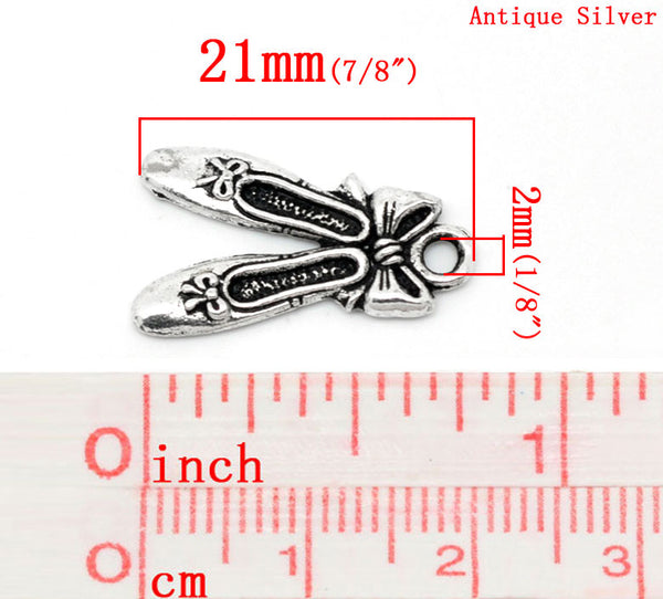 Lovely Charm Pendants Ballet Shoes Antique Silver 21x13mm,50PCs  (B22850)
