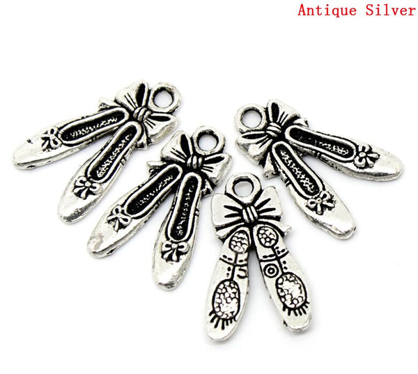 Lovely Charm Pendants Ballet Shoes Antique Silver 21x13mm,50PCs  (B22850)