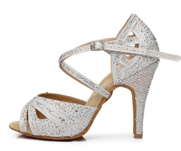 Rhinestones Salsa Shoes - 6cm/7.5cm/8,5cm/9cm/10cm heel