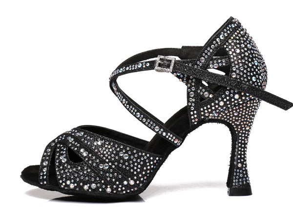 Rhinestones Salsa Shoes - 6cm/7.5cm/8,5cm/9cm/10cm heel