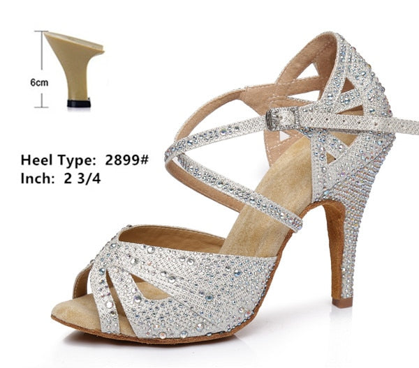 Rhinestones Salsa Shoes - 6cm/7.5cm/8,5cm/9cm/10cm heel