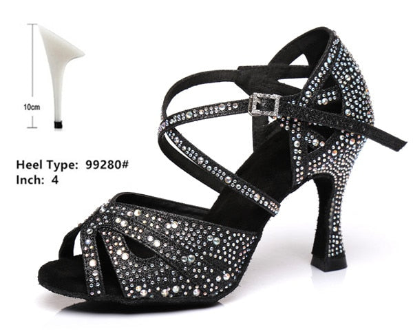 Rhinestones Salsa Shoes - 6cm/7.5cm/8,5cm/9cm/10cm heel