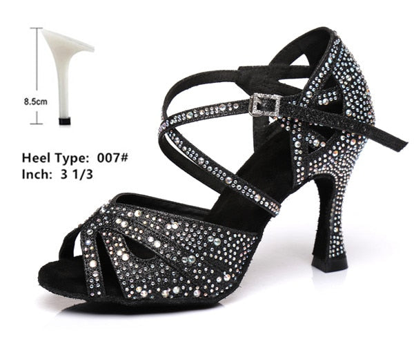 Rhinestones Salsa Shoes - 6cm/7.5cm/8,5cm/9cm/10cm heel