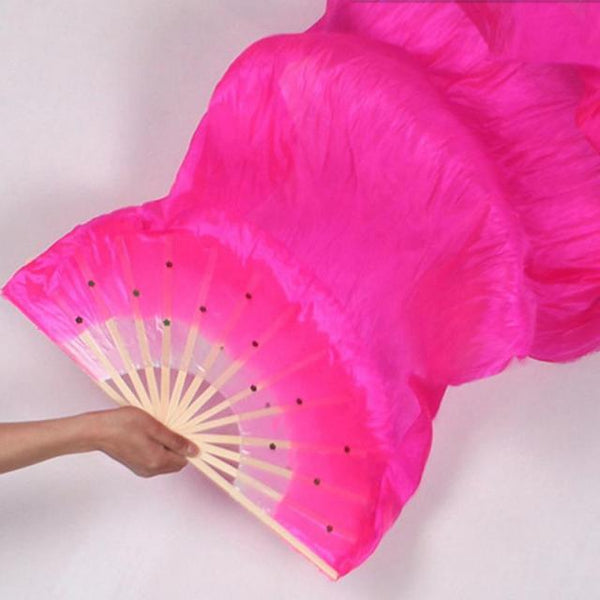 New 1.8m Hand Made Colorful Belly Dance Women Costume Bamboo Long Silk Fans Veil Silk Fan