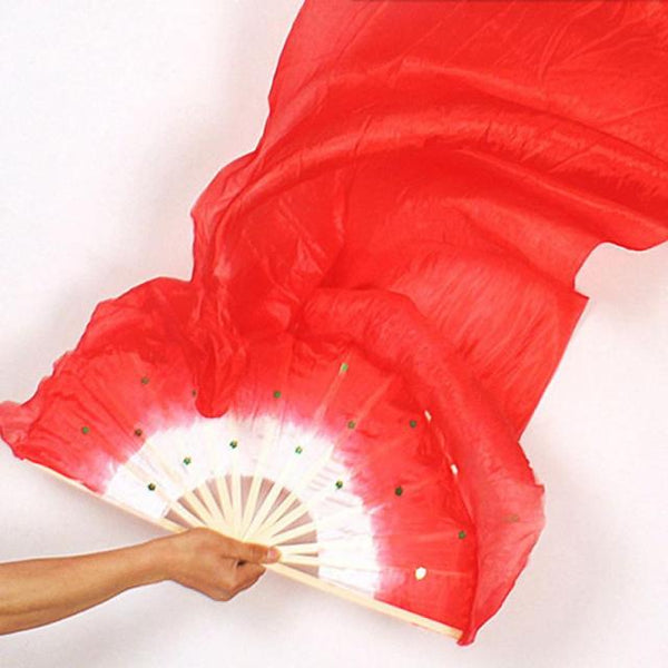 New 1.8m Hand Made Colorful Belly Dance Women Costume Bamboo Long Silk Fans Veil Silk Fan