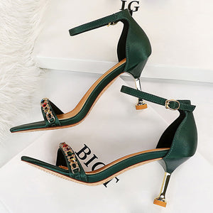 Rhinestone Crystal Sandals 7.5cm High Heels