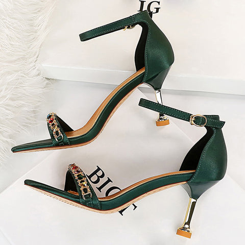 Rhinestone Crystal Sandals 7.5cm High Heels